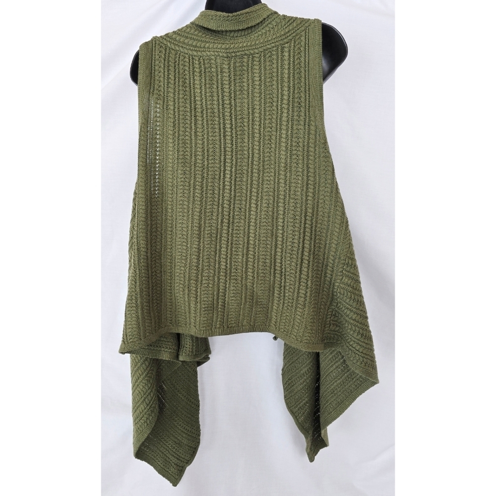 J.Jill▪️Army Green Open Front Knit High Low Cardigan Vest - Picture 2 of 5
